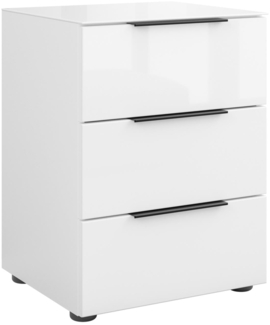 Nachtkommode >style< in weiß matt - Weißglas - 45 x 60,3 x 40 cm (BxHxT)