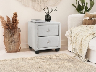 Vente-unique - 2‑er Set Nachttische mit 2 Schubladen - Stoff - Elfenbein - PICHONIA