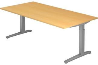 'XB2E' Schreibtisch C-Fuß 200x100 cm Buche Silber