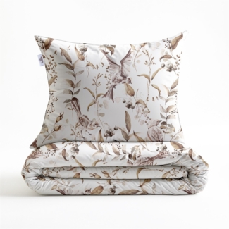 Zo! Home Flanell Bettwäsche 135x200 Colette White Gräser Vögel weiß braun