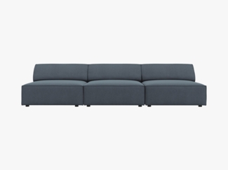 Micadoni 3-Sitzer Sofa Jodie beide Seiten offen Strukturierter Stoff Megan Blau