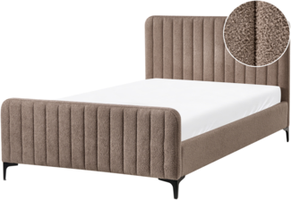 Bett mit Lattenrost Bouclé LUNAN 120 x 200 cm Taupe