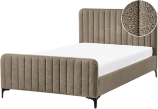 Bett mit Lattenrost Bouclé LUNAN 120 x 200 cm Taupe