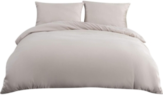 Bettwäsche 200x200 cm Mikrofaser Weich Beige 2 Kopfkissenbezug 80x80 cm