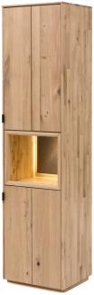 Vitrine Porto 4 Eiche bianco massiv 50 x 203 x 42 cm Vitrinenschrank mit Beleuchtung, mit Steinrückwand