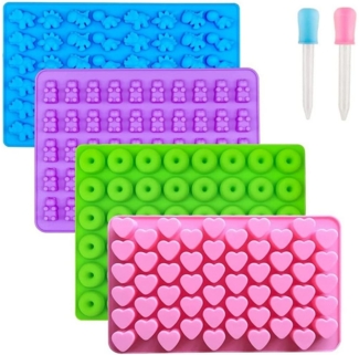 NUODWELL Silikonform Silikonformen 4 Stück Schokoladenformen SüßIgkeit Form mit 2 Tropfern, (4-tlg)