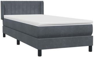 vidaXL Boxspringbett mit Matratze Dunkelgrau 90x220 cm Samt 3318310