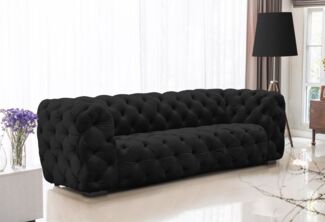 Sofa Designersofa NATALIE 3-Sitzer in Stoff Riviera Schwarz