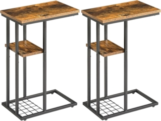 YMYNY Beistelltisch 2er-Set Kaffeetisch Lagerregal Drahtgeflecht Sofatisch