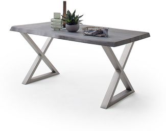 Baumkantentisch >Calabria< in Akazie grau lackiert - 240 x 79,5 x 100 (BxHxT)