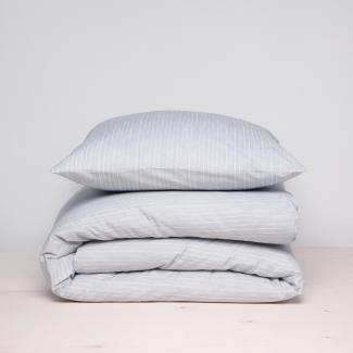 damai Baumwolle Bettwäsche Fjall mit Nadelstreifen 200x200 cm + 80x80 cm Hellgrau