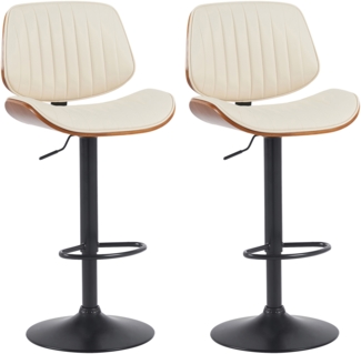 2er Set Barhocker LOSAN - Kunstleder Walnuss/creme 50 x 50 x 94 cm Beige Dunkelbraun Schwarz | Barstuhl Höhenverstellbar Mit Lehne Drehbar Tresenhocker