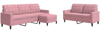 vidaXL 3-tlg. Sofagarnitur mit Kissen Rosa Samt 3278404