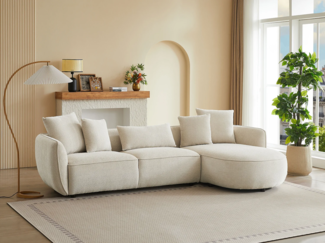 Vente-unique - Ecksofa - Ecke rechts - Chenille-Stoff - Beige - DOKALO von Maison Céphy