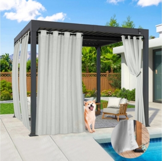 Qelus Vorhang Outdoor Vorhänge Wetterfest Wasserdicht Sichtschutz Vorhang, (2 St), mit Ösen Pavillon UVschutz Balkon Sonnenschutz