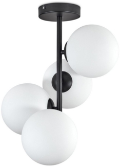 hofstein Deckenleuchte Deckenlampe aus Metall/Glas in Schwarz/Milchglas, ohne Leuchtmittel, Glasschirme (15 cm), 4 x E14, ohne Leuchtmittel