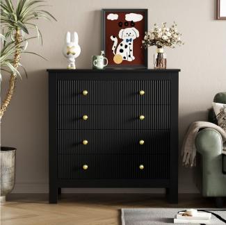 Refined Living Sideboard Schuhschrank Wohnzimmerschrank Kommode mit Spezialtüren Schminktisch (1 St, 5 Schubladen mit speziell strukturierten Oberfläche, 1 St, Goldgriffen Viel Stauraum Robuste Konstruktion Schubladenschrank), für den Eingangsbereich, ...