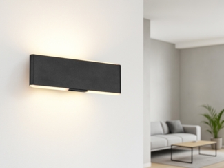 Akku Wandleuchte CONCHITA mit Fernbedienung, per USB aufladbar, Schwarz B: 22cm
