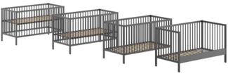 Babybett Kara-lynn 144x76x84 Wiege Massivholz Buche Anthrazit