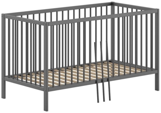 Babybett Kara-lynn 144x76x84 Wiege Massivholz Buche Anthrazit