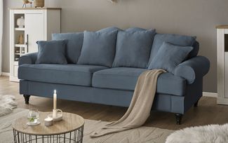 Sofa 3,5-Sitzer Adelina in blau 230 cm
