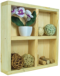 Kistenkolli Altes Land Allzweckkiste Kleine Holzkiste Alma mit 4 Fächern in natur Teekiste Dekorationskiste (Spar-Set)