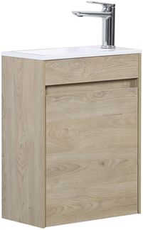 Badplaats Gäste-WC Waschtisch Set Sinta 40x22 cm Kastanien Eiche - Badmöbel Set mit Waschbecken und Unterschrank, Vormontiert und mit Soft-Close