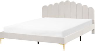 Bett mit Lattenrost Samtstoff SAUVIAN 180 x 200 cm Cremeweiß