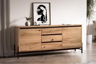 Sideboard 155x67cm 'Veneza' Wildeiche & Metall schwarz