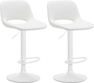 DELUKE® Barhocker 2er Set JAKSON - Weiß, Kunstleder, Weiß Barhocker mit Lehne Barstuhl Tresenhocker Tresenstuhl Kneipenhocker Kneipenstuhl