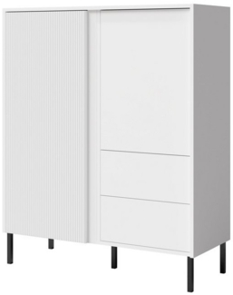 Beautysofa Kommode MIA 01 Weiß mit Lamellen an der Front, Möbel aus MDF-Platten