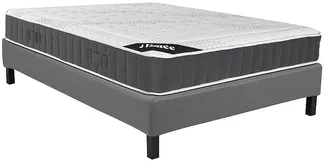 Vente-unique - ATLANTIDE Set aus Matratze und Bettgestell Holz, PlatteStoff Grau - B 160 cm x H 35 cm27 cm x L 200 cm