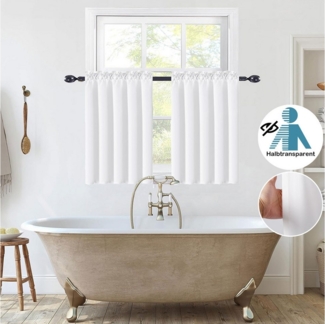 BTTO V&G Scheibengardine Kurzer vorhang Blickdicht 2 Stück Bistrogardine,Weiß,Stangendurchzug (2 St), Scheibengardine für Küchen Balkon Wohnzimmer Schlafzimmer