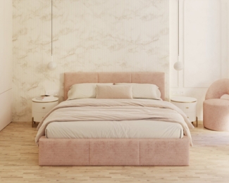 FDM Polsterbett mit Bettkasten Stauraumbett, aus hochwertigem CORD Stoff Bezug (verfügbar 90x200 120x200 140x200 160x200 180x200cm, Bettrahmen, Bett, mit großen gepolsterten Kopfteil, mit Bettkasten zum aufklappen), Metallrahmen mit Lattenrost, hydraul...