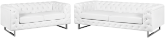 Sofa Set Kunstleder weiß 5-Sitzer VISSLAND