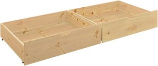 Bettschubkasten >Moritz< (2er-Set) in Kiefer Natur aus Massivholz - 97,2x19,8x75cm (BxHxT)