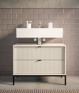 BASIC by Balculina Waschbeckenunterschrank Lucera BxHxT 80x60x32 cm (1-St) Breite 80cm, Unterflurauszug, Metallfüße