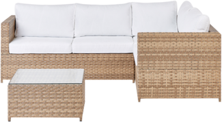 Lounge Set AVOLA PE Rattan Cremeweiß Linksseitig