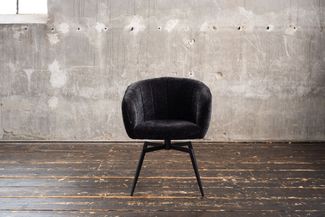 KAWOLA Esszimmerstuhl LIMA Drehstuhl Stoff schwarz 80 x 60 x 57 cm