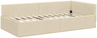 vidaXL Eckbettgestell mit Kopfteil Creme 90 cm x 190 cm Stoff 42016041