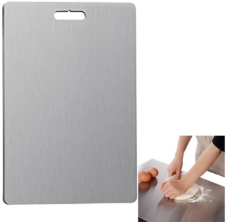 OKWISH Schneidebrett Edelstahl Hackbrett doppelseitig Küchenbrett, Edelstahl, (Küchenzubehör Schneidunterlage, 1-St, In sechs Größen erhältlich), aufhängbar zur Aufbewahrung, leicht zu reinigen spülmaschinengeeignet