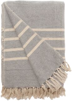 Decke Überwurf Mila 100% Baumwolle 130x180 cm Skandinavisch Grau-Natur