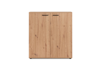 Finori Satos 02A Kommode / Schuhschrank, Dekor Artisan Oak| Schuhschrank für Flur | Maß: B x H x T ca. 100 x 110 x 34 cm | Schuhschrank mit Platz für bis zu 24 Paar Schuhe 2 Türen mit jeweils 2 Einlegeböden und 3 Kunststoffstangen zur Schuhfixierung Korpus je...