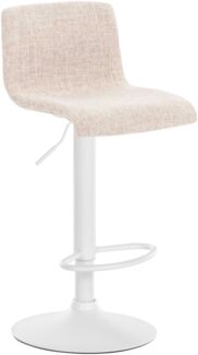 Barhocker PESAN - Stoff Creme 39 x 36 x 84 cm Weiß | Barstuhl Höhenverstellbar Mit Lehne Drehbar Tresenhocker Tresenstuhl Kneipenhocker Kneipenstuhl