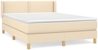 Boxspringbett mit Matratze Stoff Creme 140x200 cm