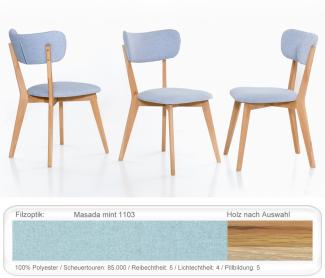 Holzstuhl Norina 12 Polsterstuhl Varianten Esszimmerstuhl Küchenstuhl Kernbuche geölt, Masada mint