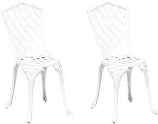 vidaXL Gartenstuhl 2 pcs Weiß 55 x 56,5 x 91 cm Aluminium 42002396