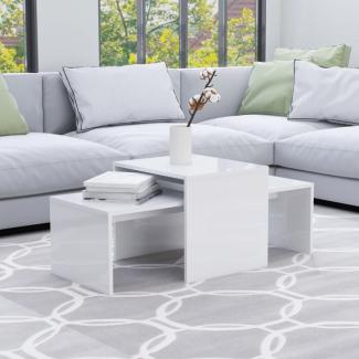 vidaXL 2er-Set Couchtisch, Spanplatte Hochglanz-Weiß, 100 x 48 x 40 cm