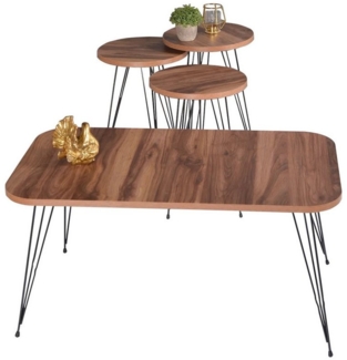 Jungengel Couchtisch Wohnzimmer Set 4-teilig Holzoptik Beistelltisch Satztisch Metallfüße (4-St, 1 Couchtisch + 3 Beistelltische, Set besteht aus 4 Teilen), 4-teiliges Set, Modernes Design in Holzoptik, Robuste Konstruktion