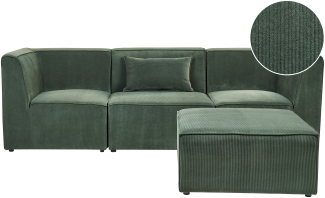 3-Sitzer Sofa Cord dunkelgrün mit Ottomane LEMVIG